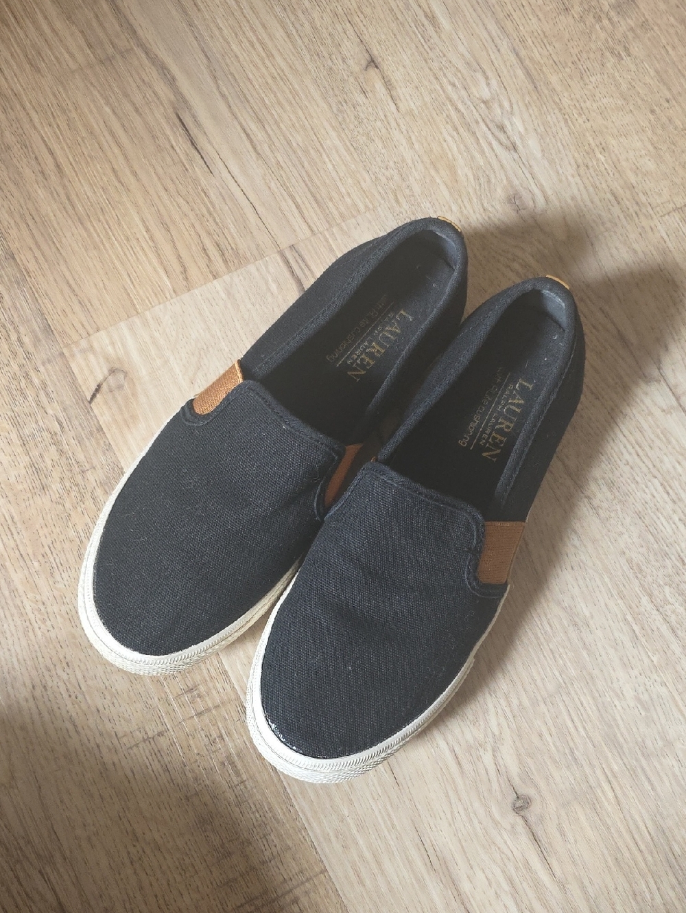 Lauren Ralph Lauren Jinny Black Canvas Slip-On Sneakers 6.5